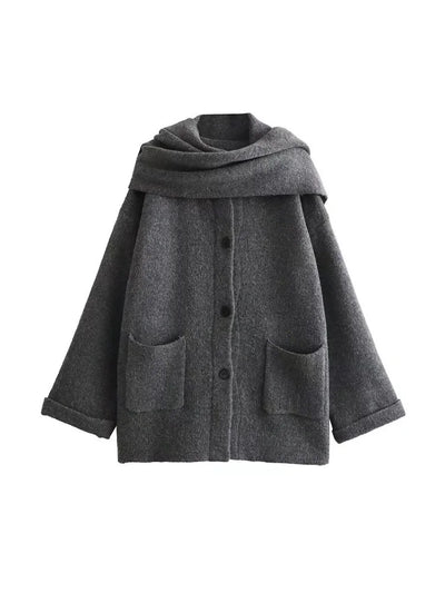 Abigail™ | Strikket Cardigan med Tørklæde