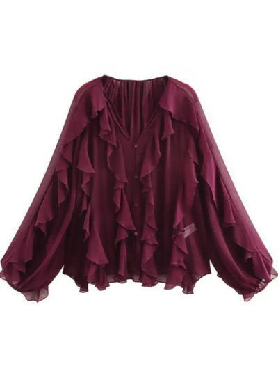 Jacklyn™ | Elegant V-Hals Tiered Bluse