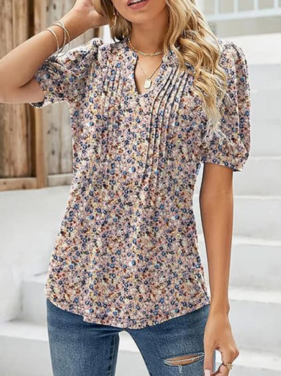 Blomsterprint Tunika med Puffærmer | Olsen & Olsen™
