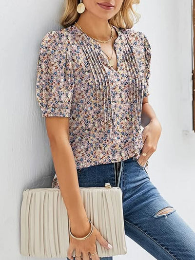 Blomsterprint Tunika med Puffærmer | Olsen & Olsen™