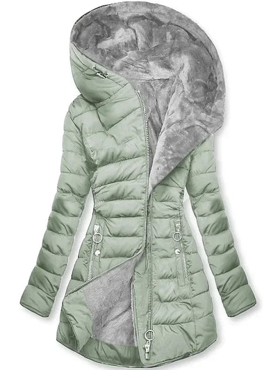 Zipper Slim-Fitting Parkas Cotton-Padded Jacket Trend Winter Warm Fur Collar Parkas Tøj Kvinders Langærmede Hættejakker