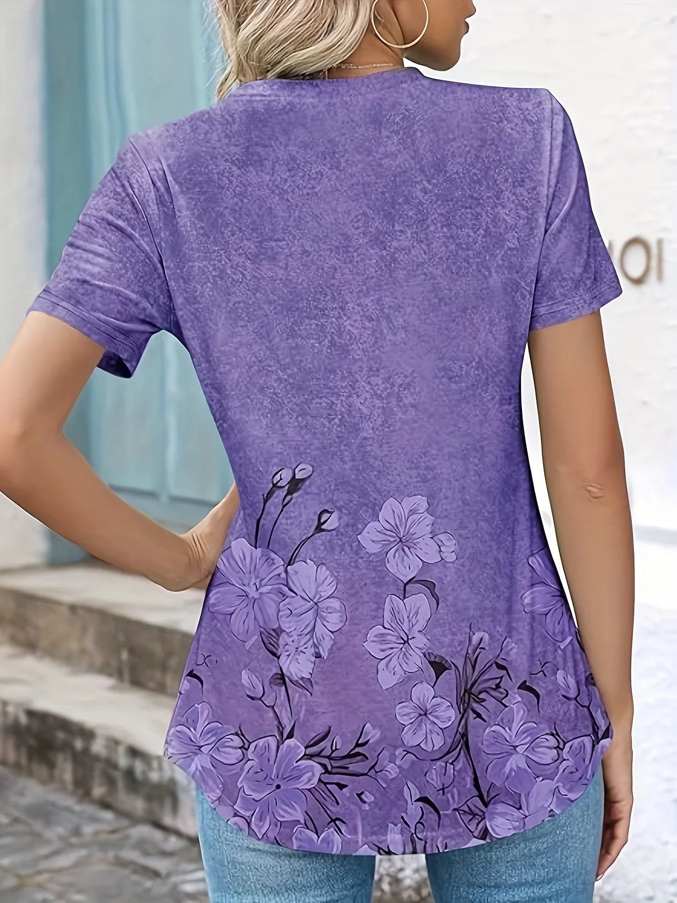 Blomsterprint Tunika med Puffærmer | Olsen & Olsen™