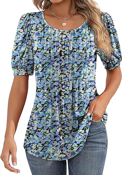 Blomsterprint Tunika med Puffærmer | Olsen & Olsen™