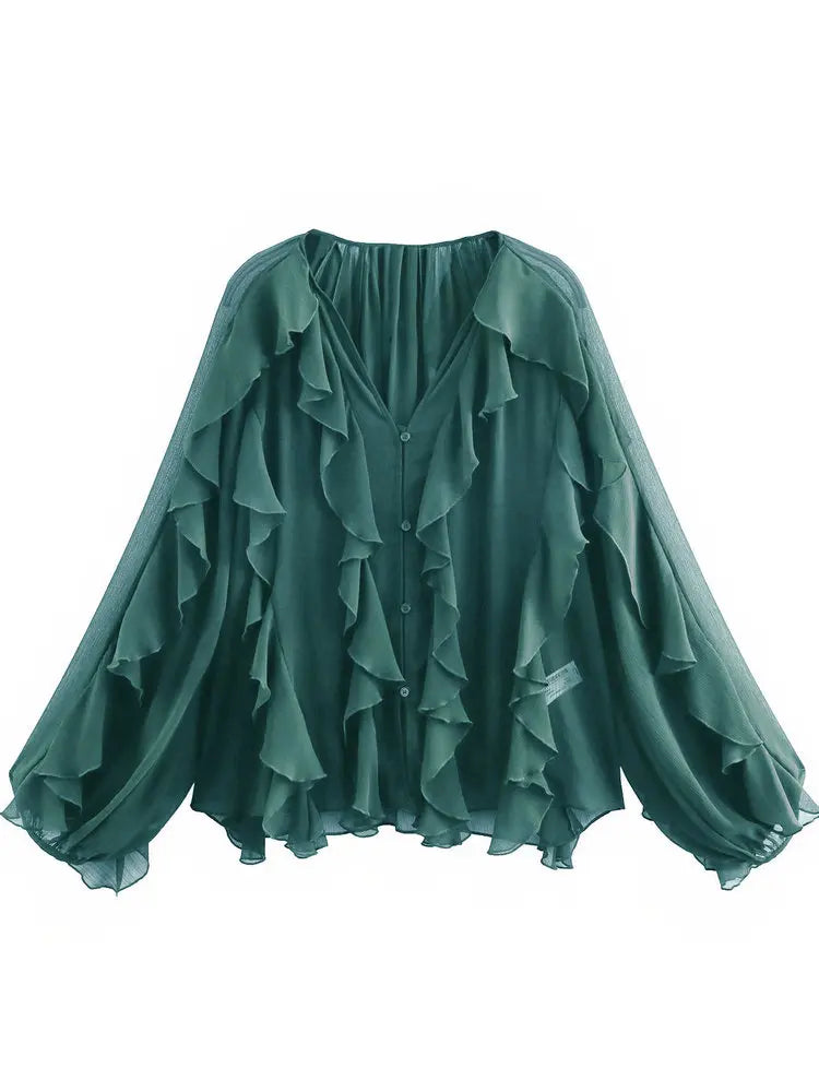 Jacklyn™ | Elegant V-Hals Tiered Bluse