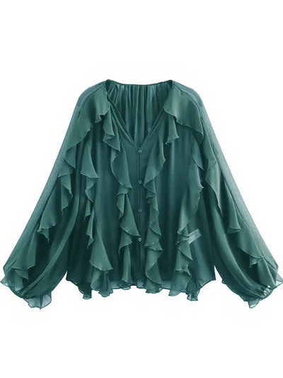 Jacklyn™ | Elegant V-Hals Tiered Bluse
