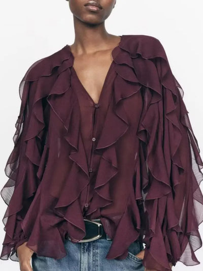 Jacklyn™ | Elegant V-Hals Tiered Bluse