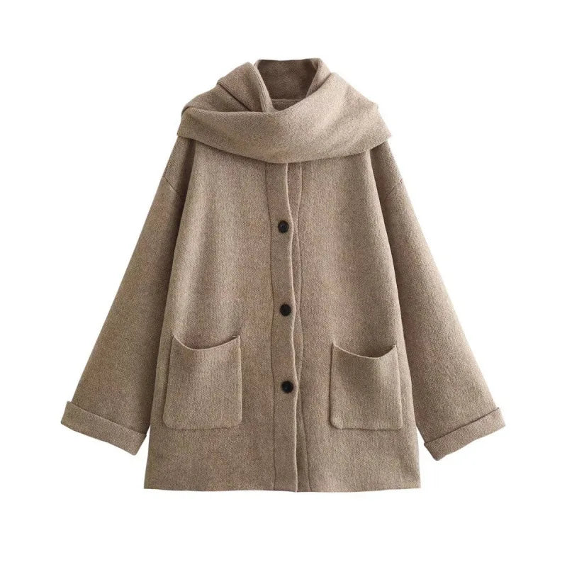 Abigail™ | Strikket Cardigan med Tørklæde