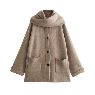 Abigail™ | Strikket Cardigan med Tørklæde