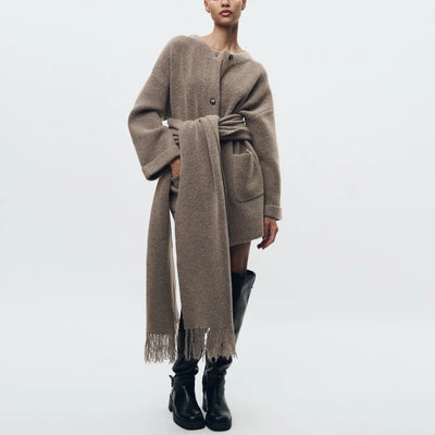 Abigail™ | Strikket Cardigan med Tørklæde