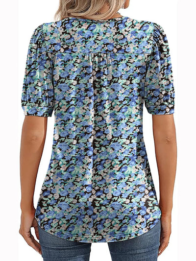 Blomsterprint Tunika med Puffærmer | Olsen & Olsen™