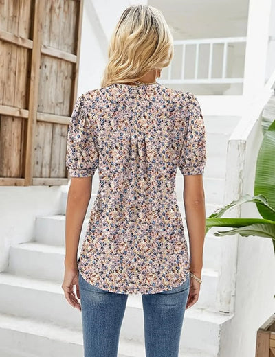 Blomsterprint Tunika med Puffærmer | Olsen & Olsen™