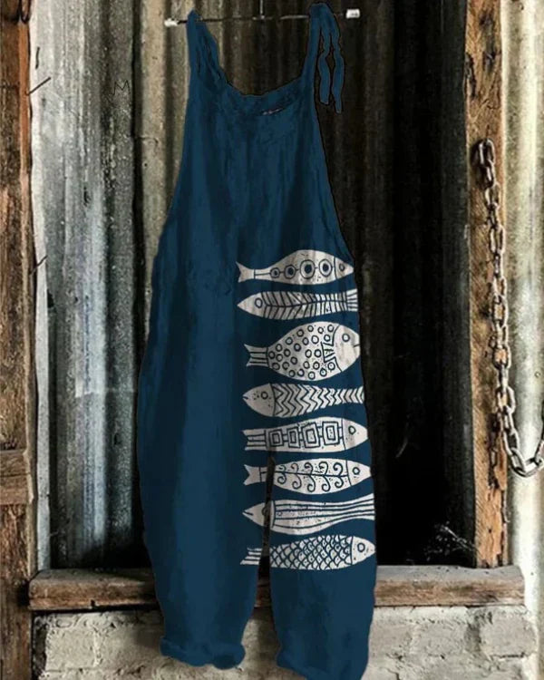 Marini™ | Overalls i Japansk Stil med Fiskemønster