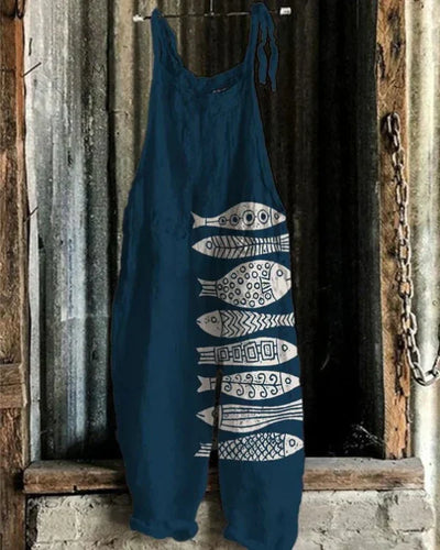 Marini™ | Overalls i Japansk Stil med Fiskemønster