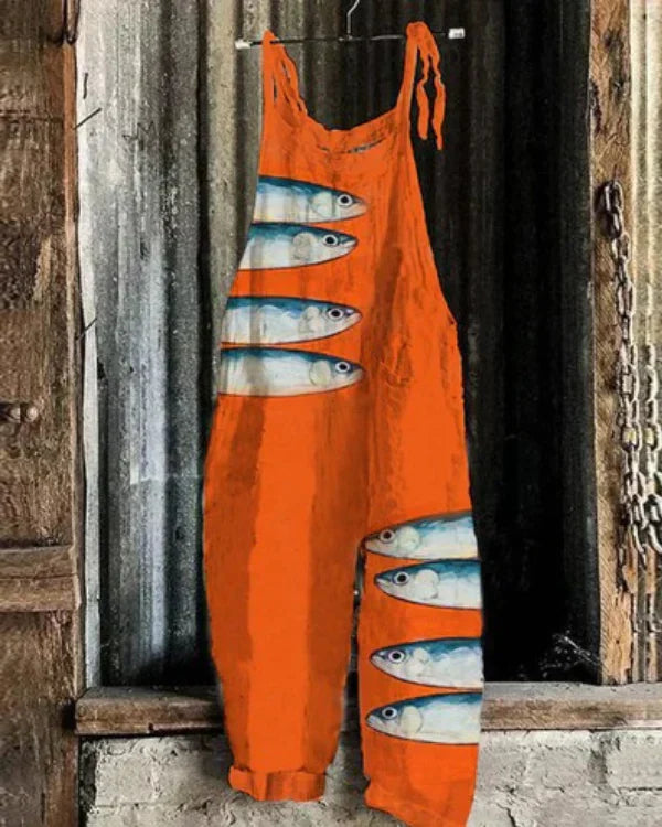 Marini™ | Oceaninspireret Buksedragt med Sardinkunst