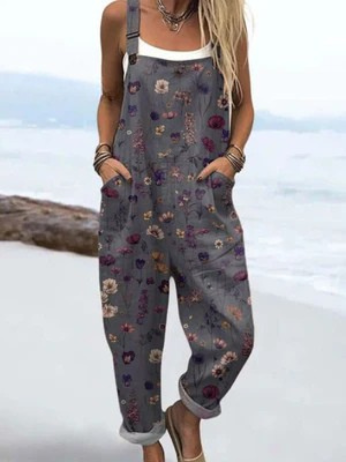 Kajakøbenhavn | Jumpsuit med vintage blomster og kunsttryk