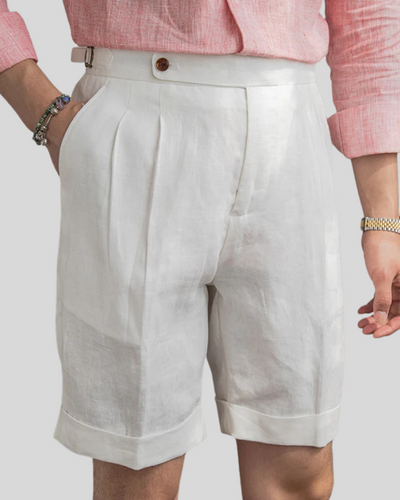 Oxford Plisseret Shorts - Hvid