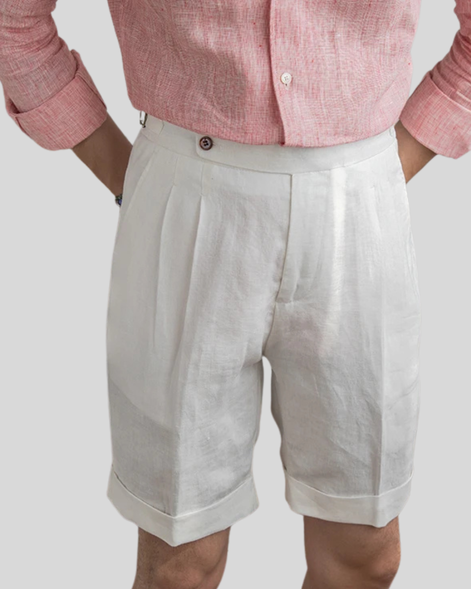 Oxford Plisseret Shorts - Hvid