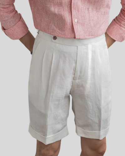 Oxford Plisseret Shorts - Hvid