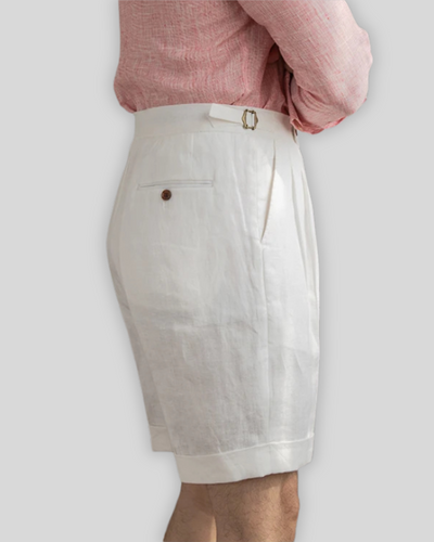 Oxford Plisseret Shorts - Hvid