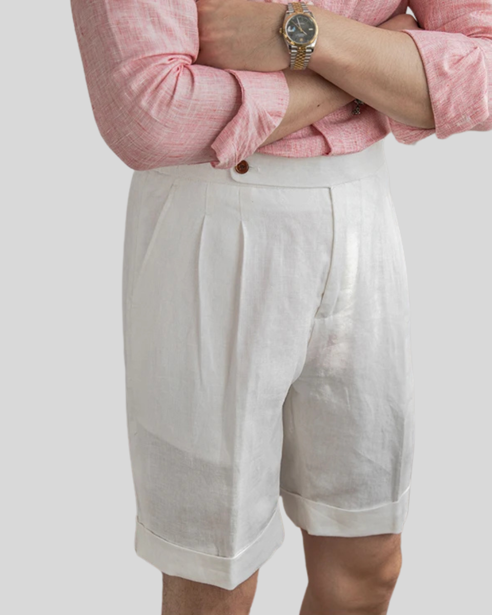Oxford Plisseret Shorts - Hvid