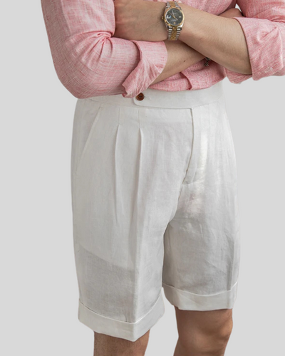 Oxford Plisseret Shorts - Hvid
