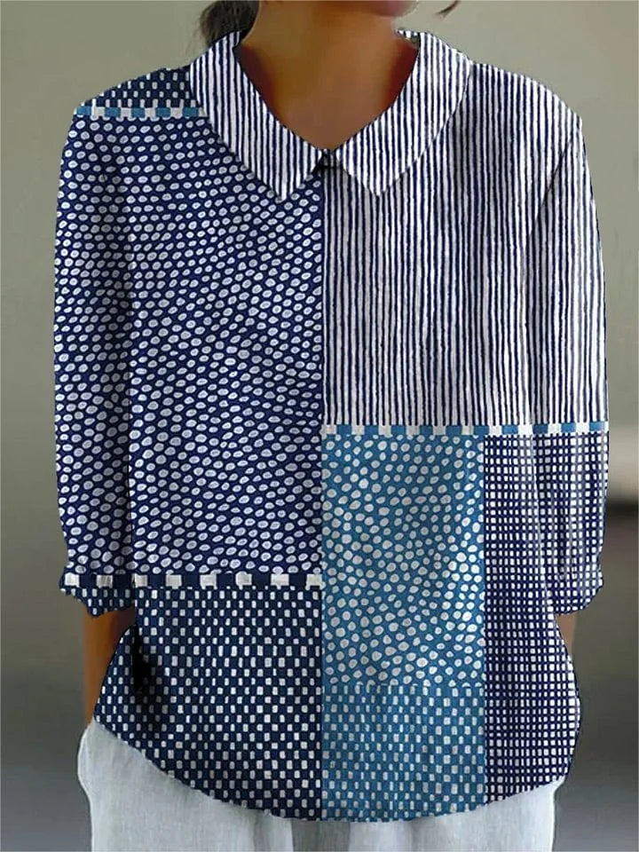 Nora - Vintage Farverig Bluse