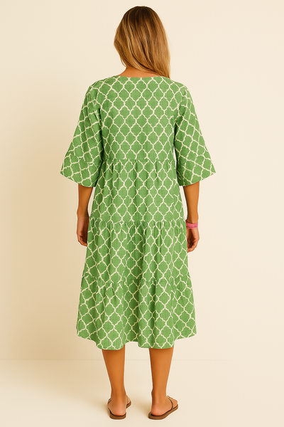 Taylor - Lang Forårskjole med Pufærmer