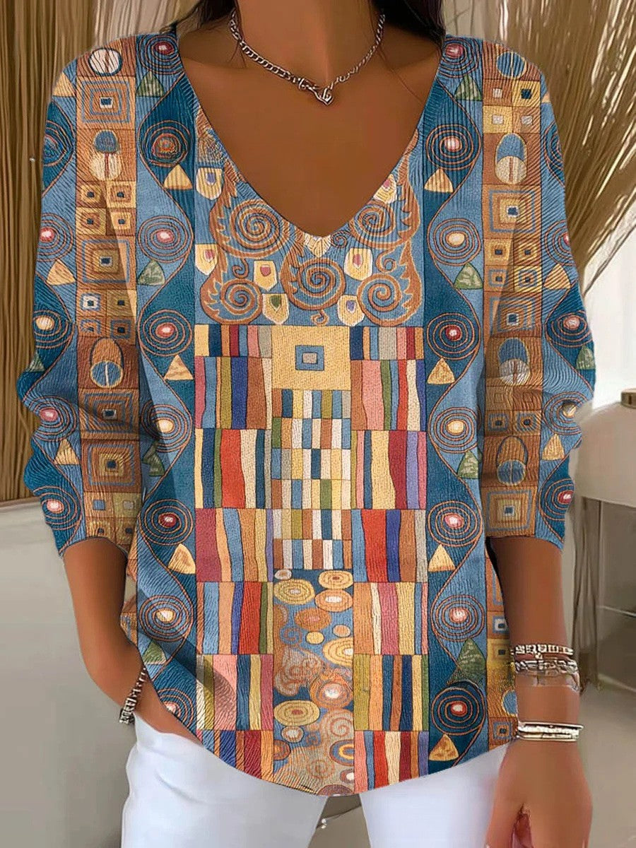 Keturah | Farverig Trøje med V-hals