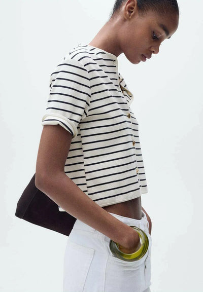 LIVA - Bluse - dark blue white