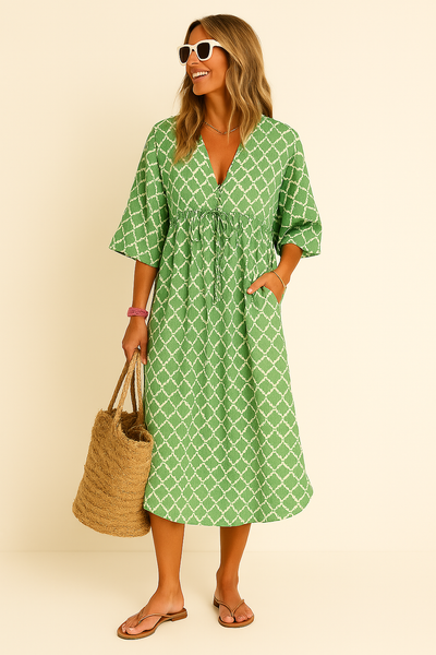 Taylor - Lang Forårskjole med Pufærmer