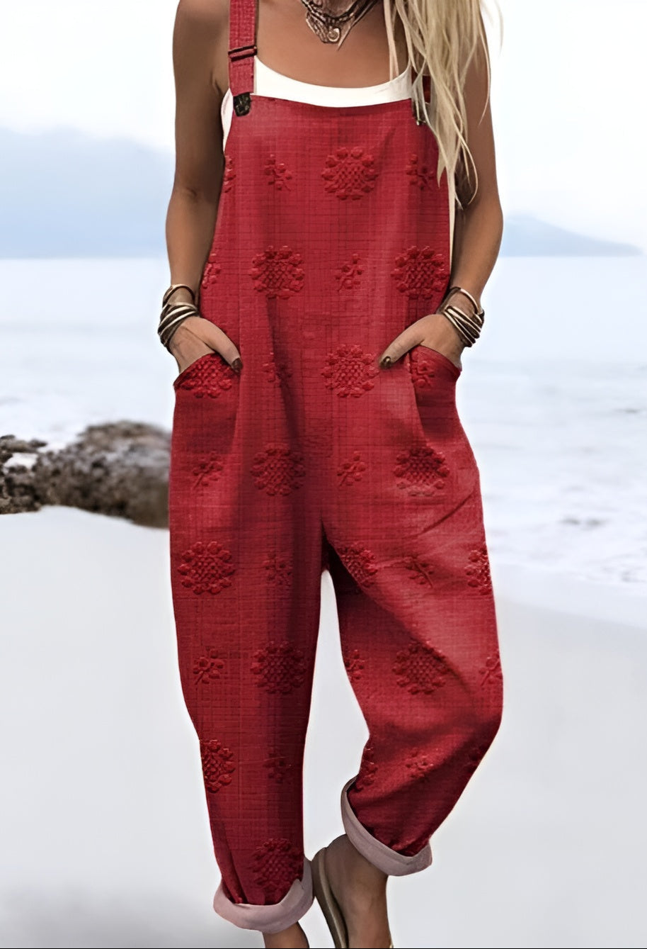 Lynn™ | Rosenwood-prægede Dungarees