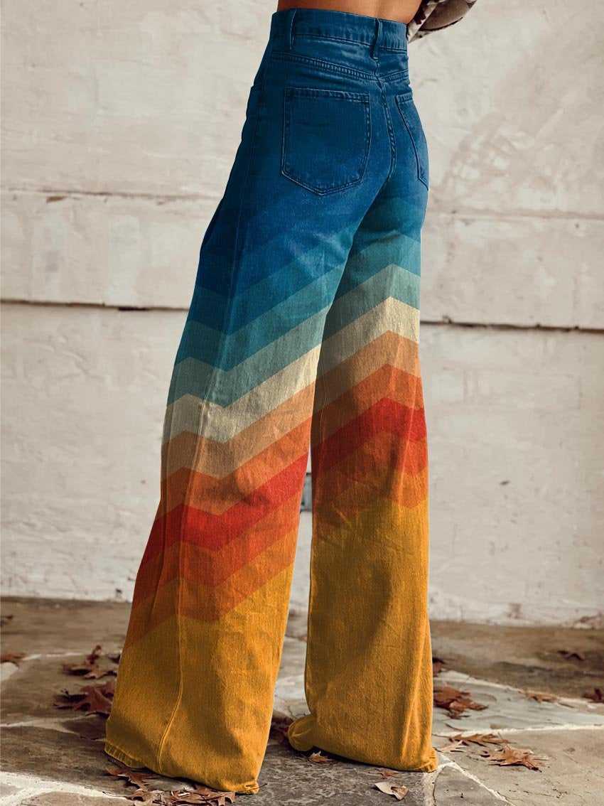Julie | Sunset Chevron Bred-Pantalon