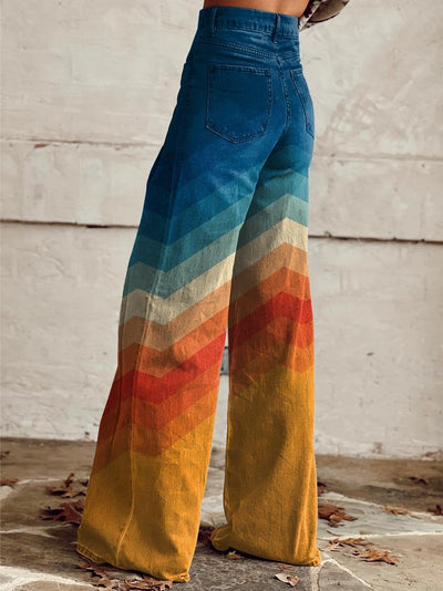 Julie | Sunset Chevron Bred-Pantalon