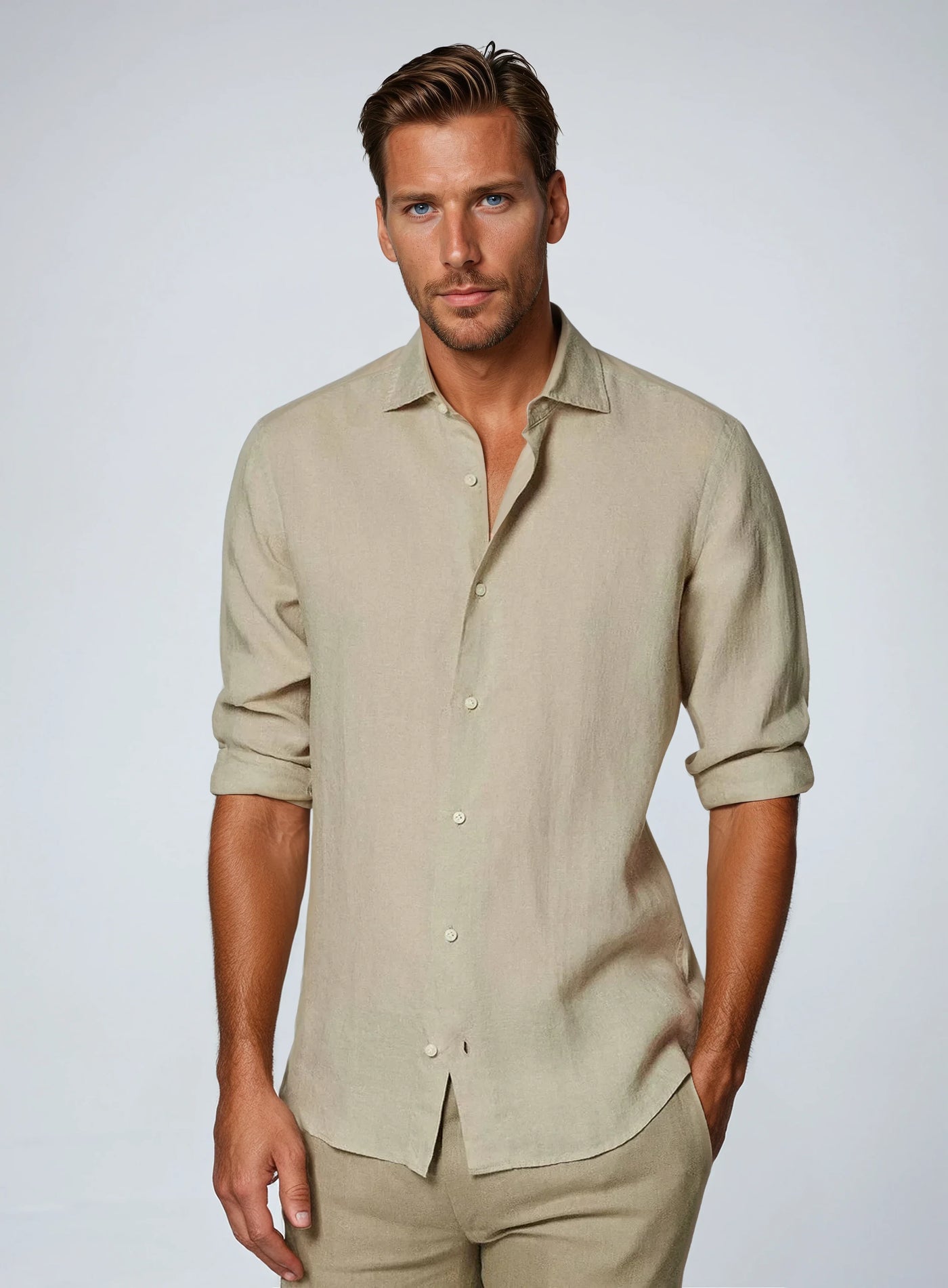 Essentiel Linned Skjorte - Khaki
