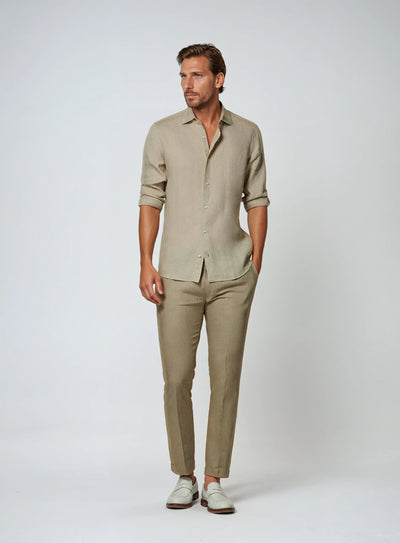 Essentielt Linned Skjorte - Khaki
