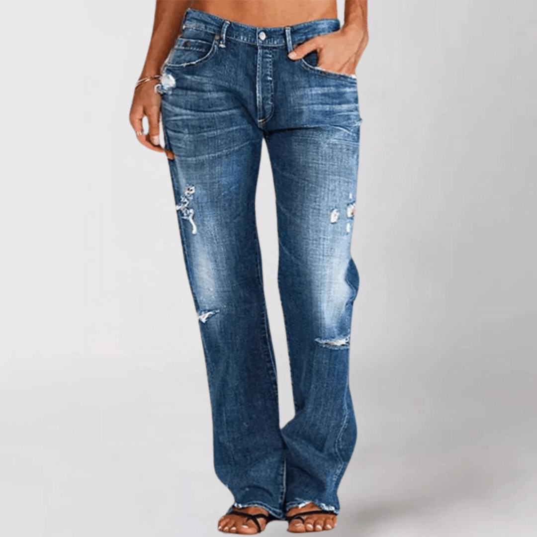 Eveline™ - Afslappet Pasform Vide Jeans