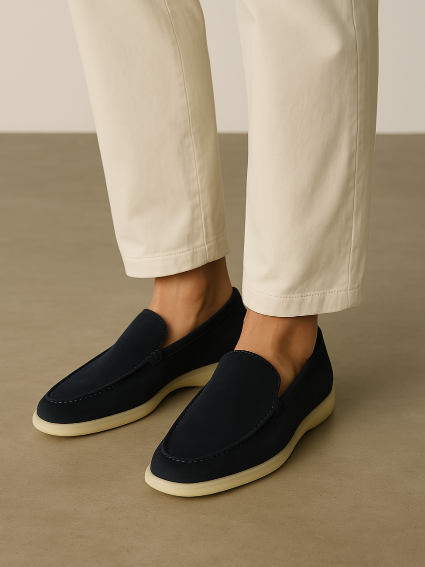 Finslidte Suede Loafers – Marineblå