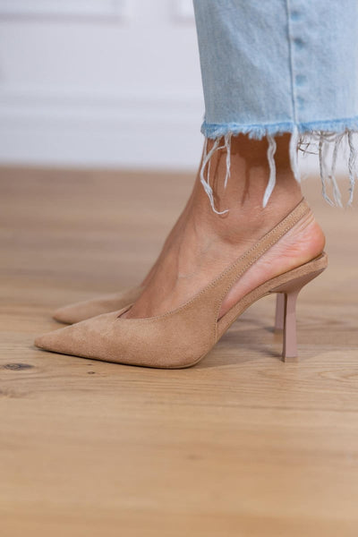 Marlena™ - Nude slingback pumps med tynd hæl