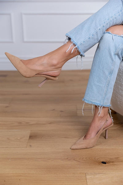 Marlena™ - Nude slingback pumps med tynd hæl