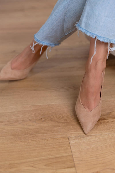 Marlena™ - Nude slingback pumps med tynd hæl