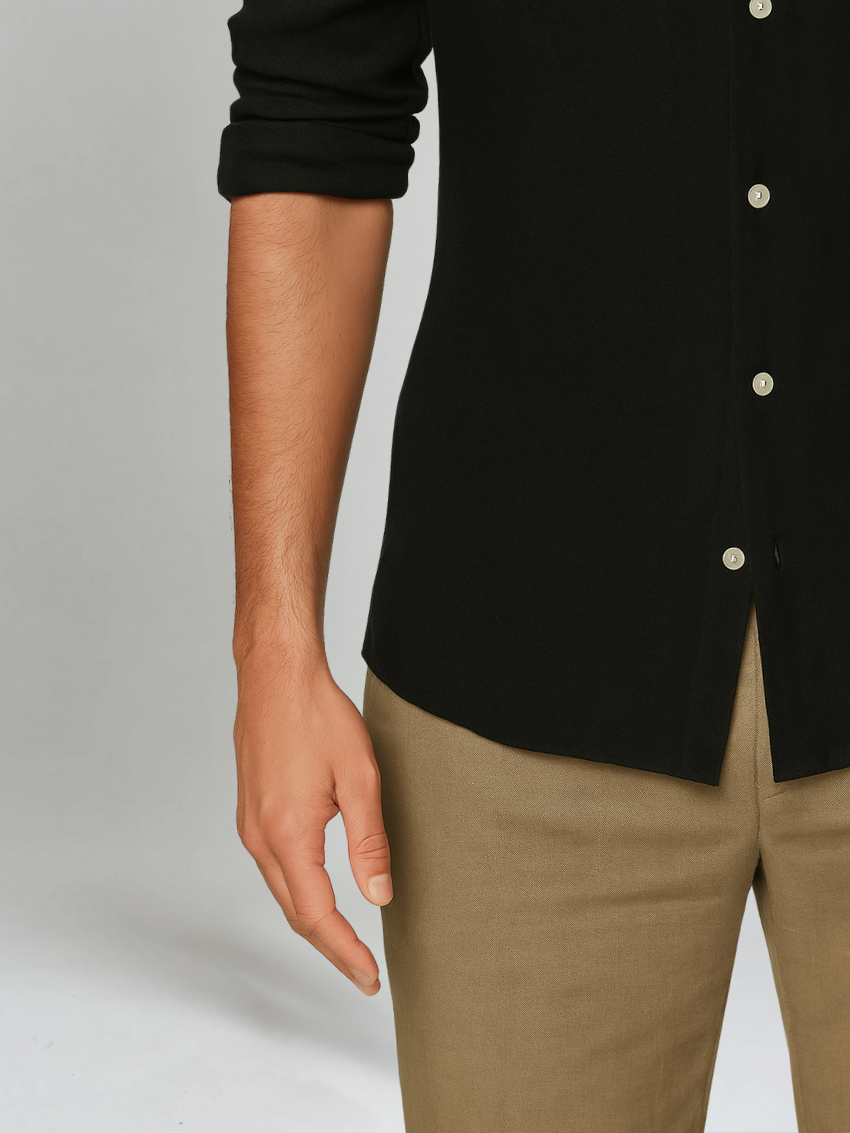 Essential Linned Skjorte - Sort